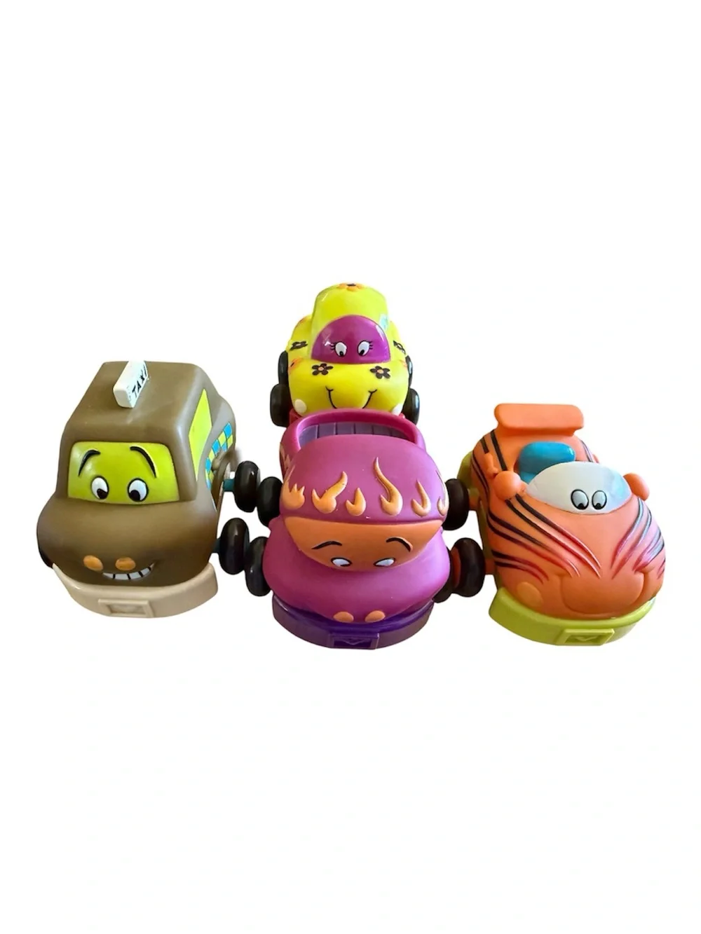 B. Toys Colorful Pull-Back Toy Car Bundle - Yellow, Pink, Orange, Brown